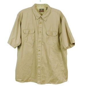 Wrangler Authentic Shirt Men's 2XL‎ Short Sleeve Casual Workwear, Light Brown